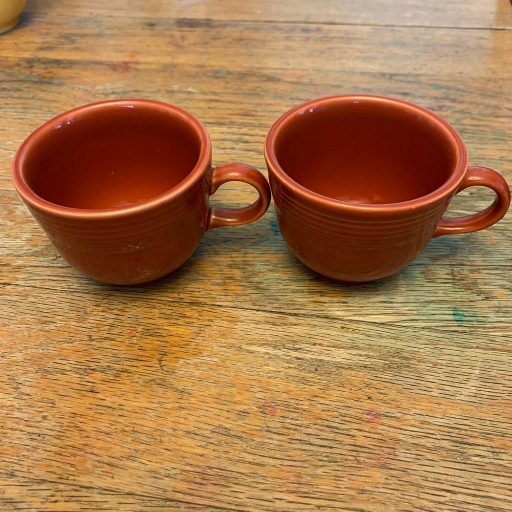 Fiestaware paprika set of 2 retro tea cups - Picture 1 of 4